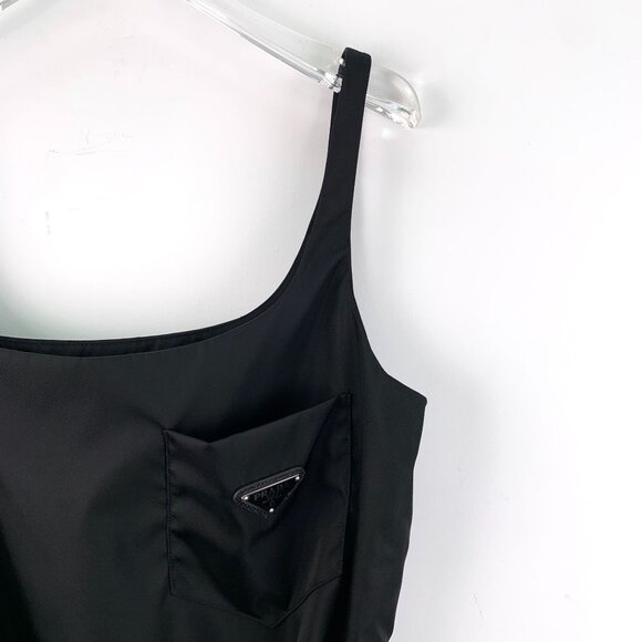 Prada Black Re-Nylon Belted Mini Dress Size 40 With Triangular Logo Label & Pock - Picture 7 of 8